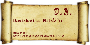 Davidovits Milán névjegykártya